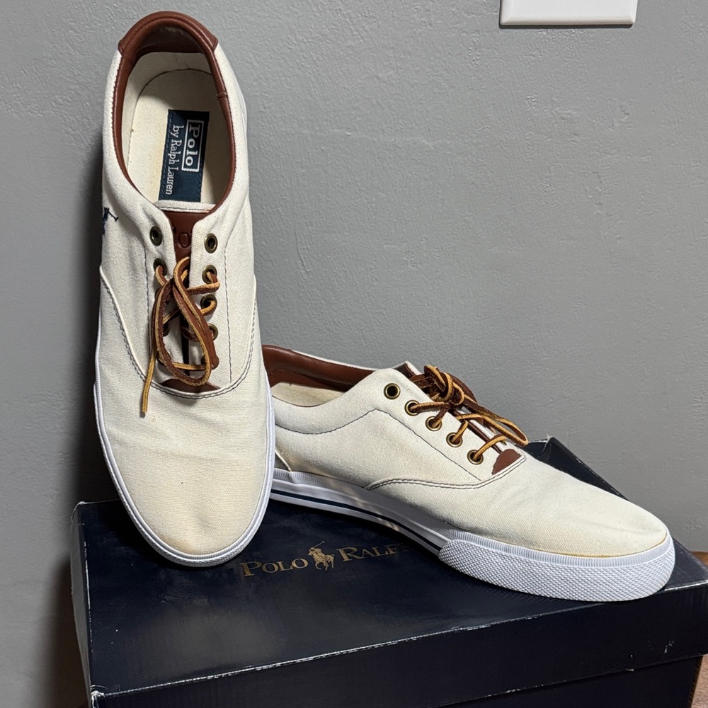 Polo by Ralph Lauren Men's Off-White Canvas Sneakers
